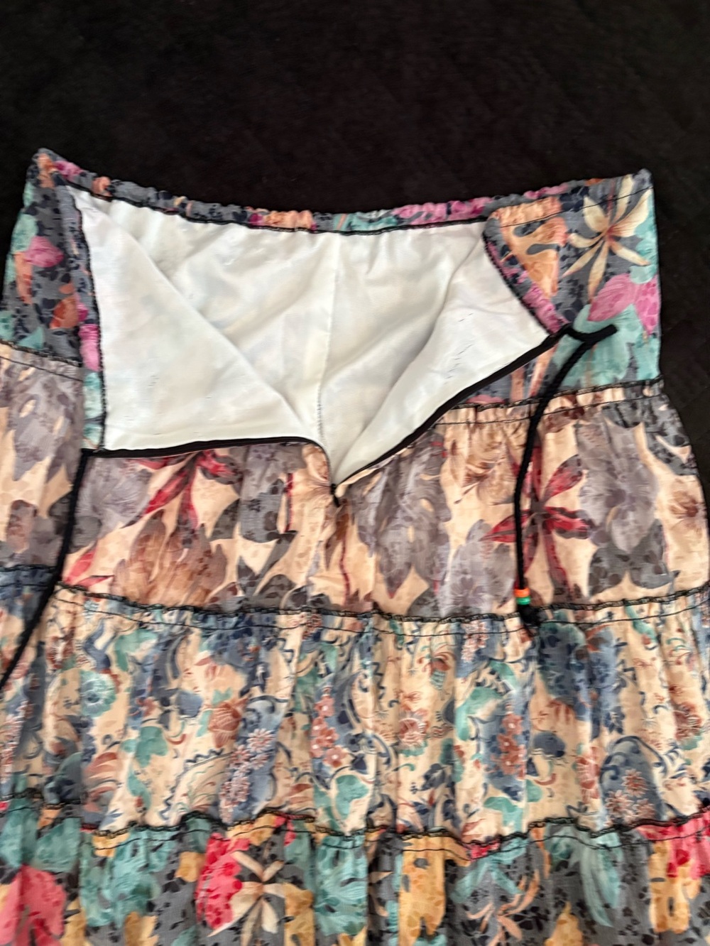 Boho Tiered Floral Maxi Skirt in Mixed Brights - Picture 6 of 7